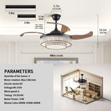 Retractable Ceiling Fan with LED Light & Remote Control