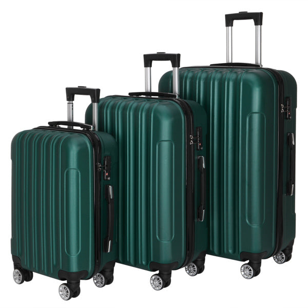 Vertical Pattern 3-in-1 Hard Shell Suitcase Set with Aluminum Alloy Handle & Spinner Wheels