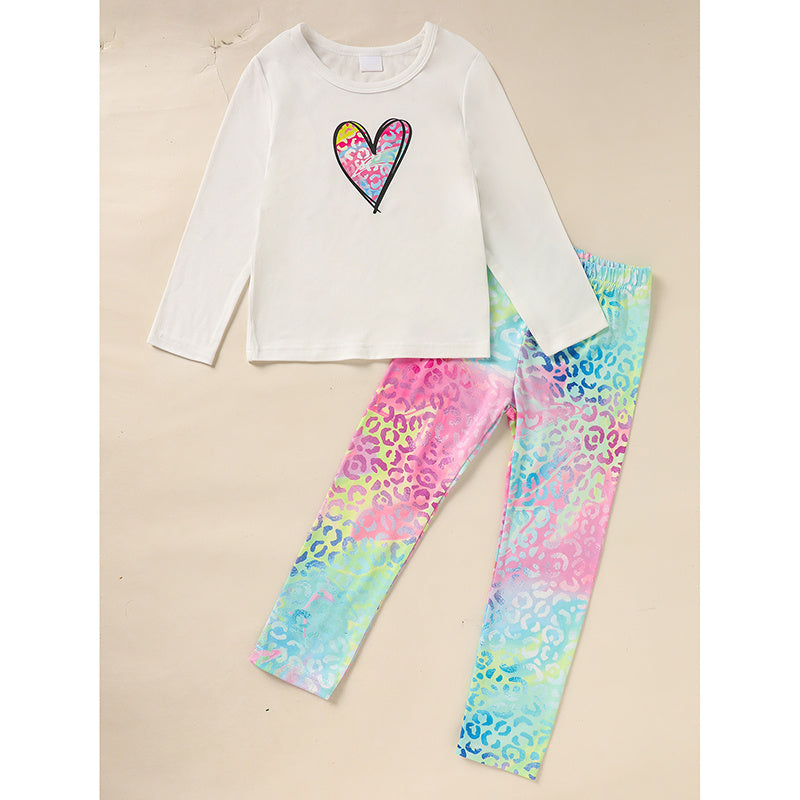 Kids Grandma & Granddaughter Matching Outfit – Letter & Heart Print Long Sleeve Top + Pants Set, 2-Piece Comfy Loungewear