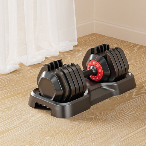 Adjustable Dumbbell Set 10-in-1 – Fast Adjust 55LB Free Weights with Turning Handle, Black Dumbbells for Men & Women Home Gym Workout