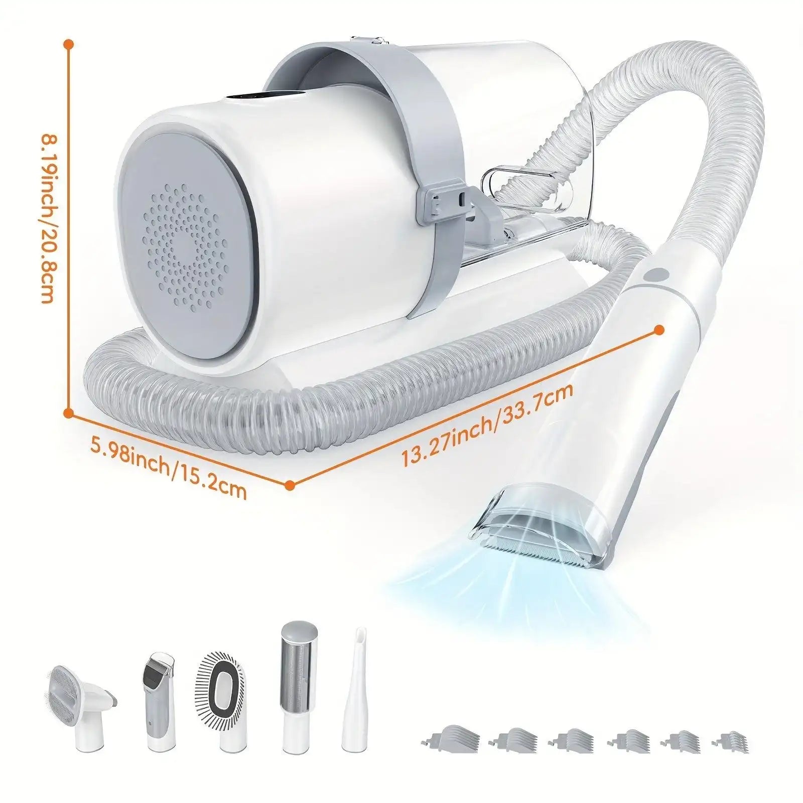 5 in 1 Pet Grooming Vacuum Kit with Strong Suction & Clippers for Dogs & Cats - PulinGO