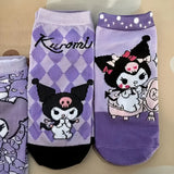 Sanrio Kuromi 5-Pack Women’s Cute Cartoon Short Socks – Bright Purple, Soft Polyester Blend, Spring-Summer-Fall Everyday