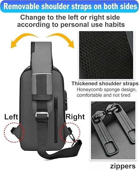 Men’s Waterproof Motorcycle Chest Bag – Anti-Theft Oxford Fabric Shoulder Bag for Travel, Hiking & Outdoor Use