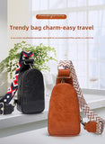 Women’s Chest Sling Bag – PU Leather Small Crossbody with Wide Guitar Strap