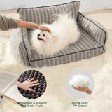 Mewoofun Orthopedic Pet Sofa – Large Grey Supportive Couch with Removable Washable Cover & Non-Slip Bottom for Dogs
