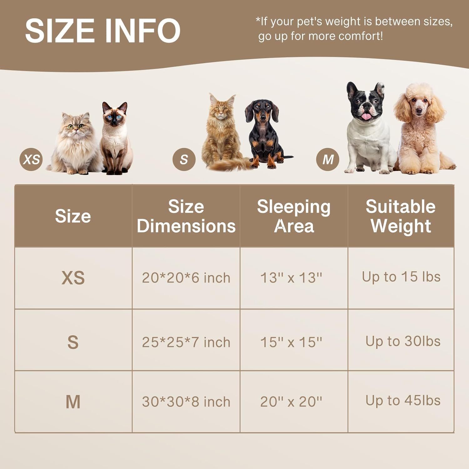 Mewoofun Donut Cat Bed – Light Brown Washable Fluffy Round Calming Pet Bed with Non-Slip Bottom for Cats & Small Dogs