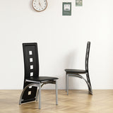 4PCS PU Leather Dining Chairs 🍷 Modern Long-Backrest Set – Square Hollow Design for Home & Dining Room