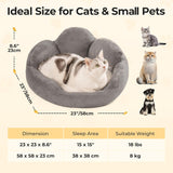 Mewoofun Cat & Small Dog Bed – 23" Grey Fluffy Flower-Shaped Washable Sofa Bed with Non-Slip Bottom for Puppies & Kittens