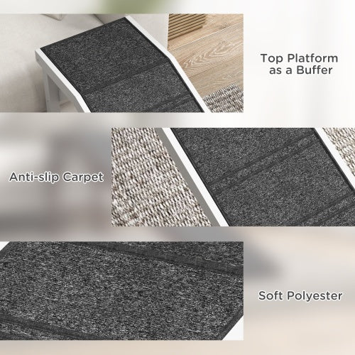 Dog Bed Ramp – Wooden Pet Ramp with Non-Slip Carpet Surface & Top Platform, Ideal for Small & Senior Dogs