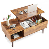 Industrial Lift Top Coffee Table with Hidden Storage - Rustic Living Room Center Table