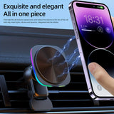 15W Qi Fast Wireless Car Charger Mount - Auto-Clamping Air Vent & Dashboard Phone Holder