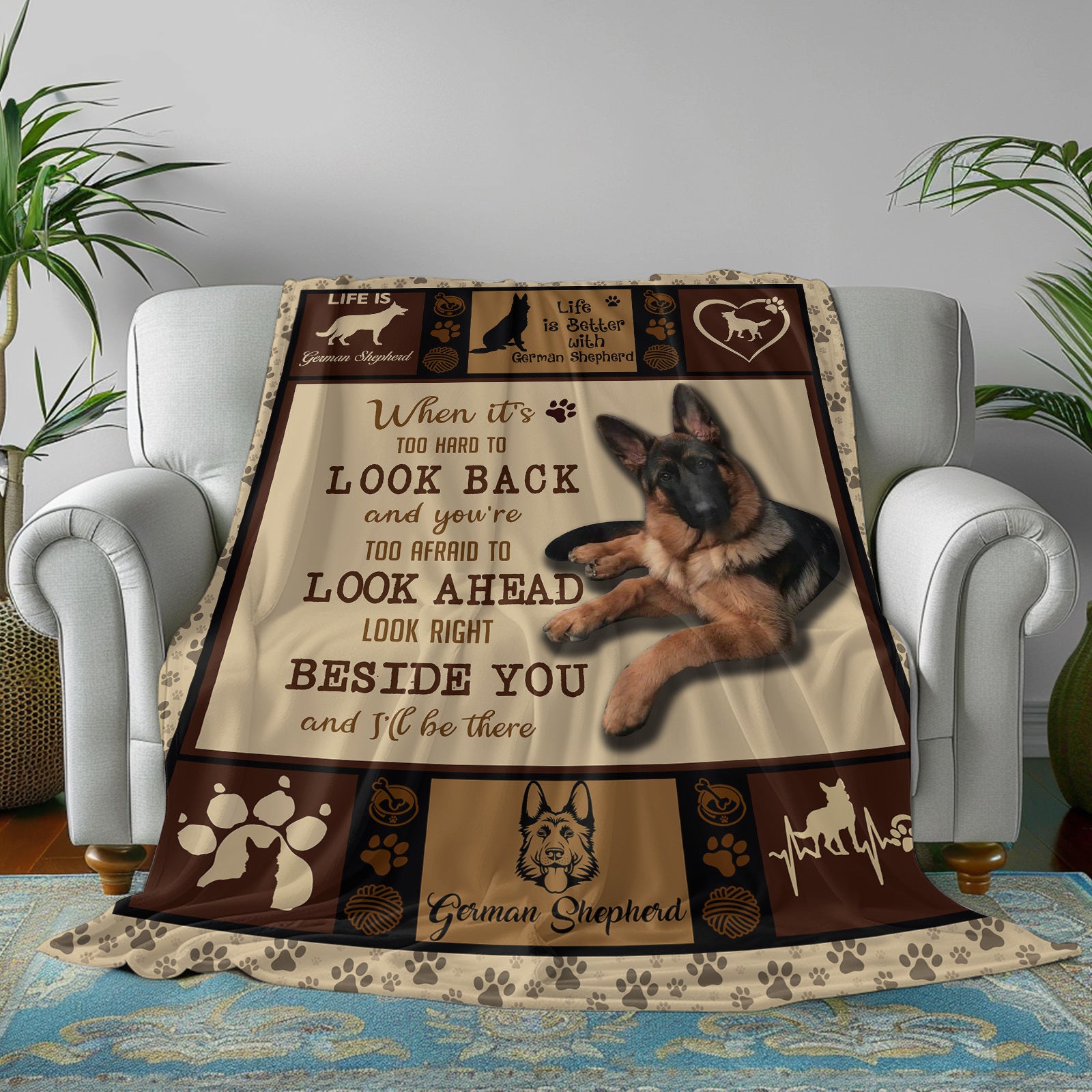 German Shepherd Dog Flannel Fleece Throw Blanket – Soft & Lightweight 50×60 in, Cozy Bed, Couch & Travel Blanket