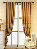2-Piece Elegant European Blackout Curtains – Beige Velvet with Embroidery, UV Protection, Machine Washable