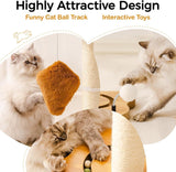 Mewoo Cat Scratching Post with Bed – Small Cat Tower with Sisal Scratcher, Removable Perch & Ball Track Toys