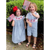 Infant Baby Boy 4th of July Romper – American Flag Smocked Sleeveless Jumpsuit for Independence & Memorial Day