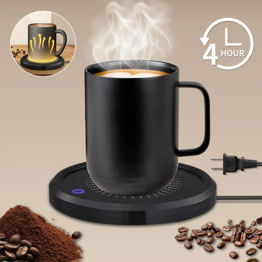 LALAYUAN Electric Mug Warmer, Fast Heating Coffee Cup Warmer with Temperature Control, 110V US Plug, Plug Powered Beverage Heater, with Desk, for Coffee Lovers, Coffee, Milk, Tea, Candle Wax Gift - PulinGO