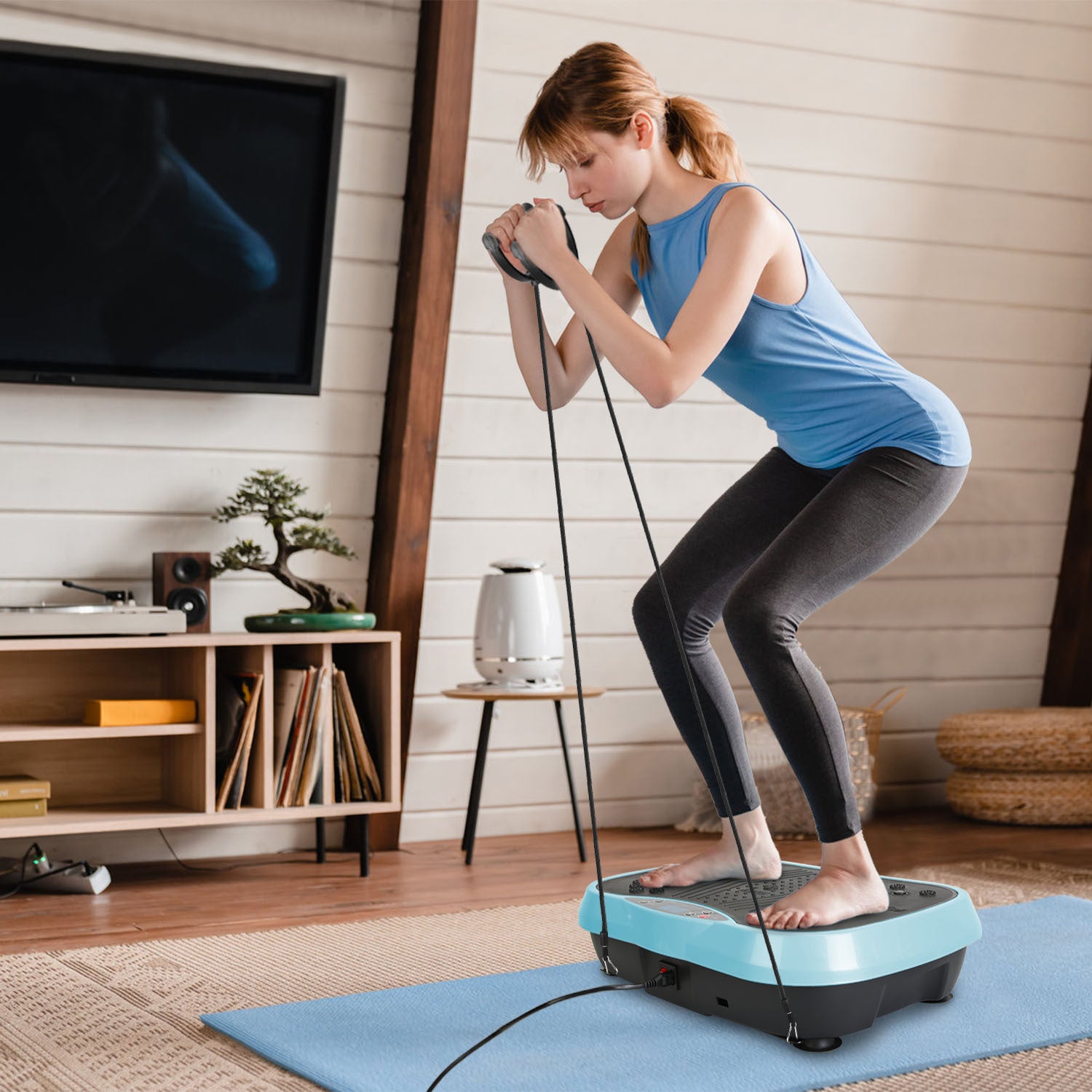 Vibration Exercise Machine with Resistance Bands & Remote – Whole Body Vibration Platform for Home Fitness 🏋️‍♀️⚡