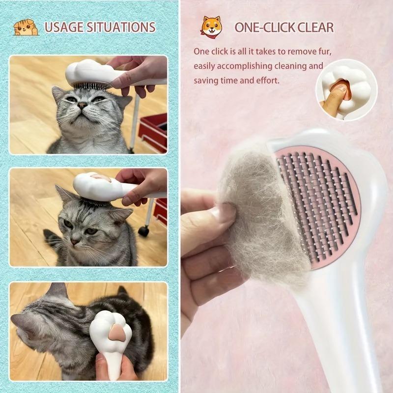 Pet Massage Hair Removal Comb – Paw-Shaped Grooming Brush for Dogs & Cats, Gentle Deshedding & Pet Hair Remover Tool
