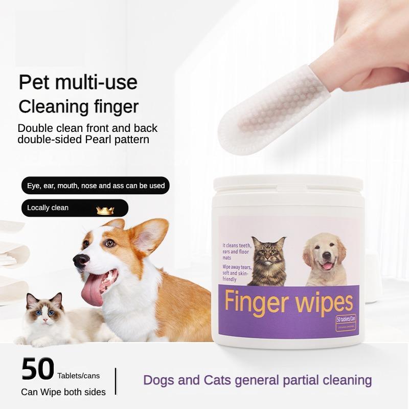 3-in-1 Pet Finger Wet Wipes – Dental, Ear & Eye Cleaning Wipes for Dogs & Cats, Breath Freshener & Daily Care