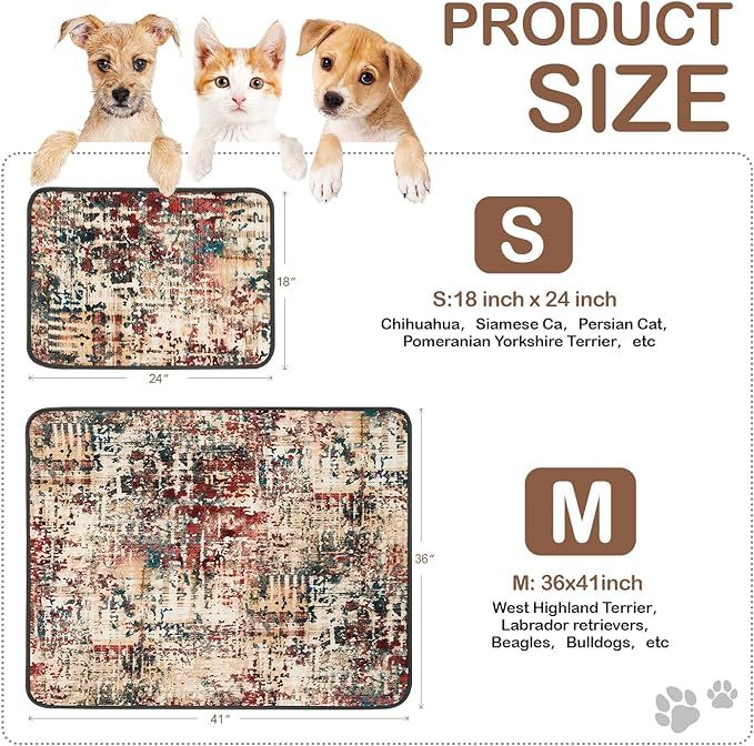 QEILS Washable Pee Pads for Dogs – 2-Pack Reusable Puppy Training Pads, 18×24 Inch, Super Absorbent & Leakproof Non-Slip Potty Pads