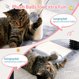 Small 4-in-1 Cat Tree Tower – Self-Grooming Brush, Sisal Scratching Post, Soft Plush Bed & Hanging Ball for Kittens