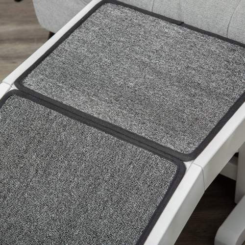 Dog Bed Ramp with Non-Slip Carpet & Top Platform – Wooden Pet Ramp for Small & Senior Dogs (