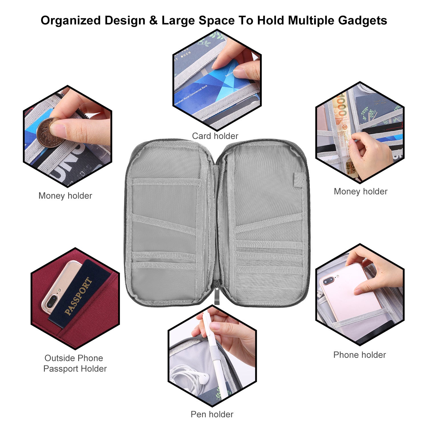 Travel Passport Wallet & Document Organizer 🛂 12-Cell Waterproof ID, Card & Ticket Holder with Zipper Case