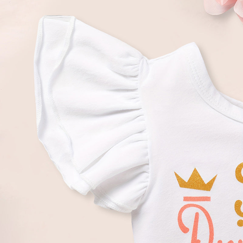 Newborn Baby Girl Outfit Set – Letter Print Romper, Tutu Skirt & Matching Headband | Coming Home Clothes