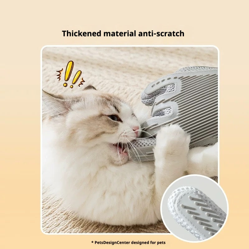 Pet Grooming Gloves – Multi-Finger Deshedding Mitt for Cats & Dogs, Wet or Dry Use with Massage Function