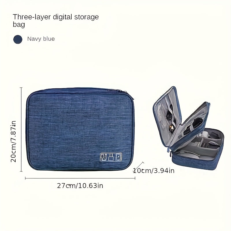 5-Color 3-Layer Multifunctional Travel Digital Storage Bag – Waterproof Cable & Charger Organizer Pouch 📦