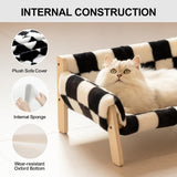 Mewoofun Raised Cat Bed – 56x45cm Sturdy Wooden Leg Sofa with Washable Cover, Soft Checkerboard Couch for Indoor Cats