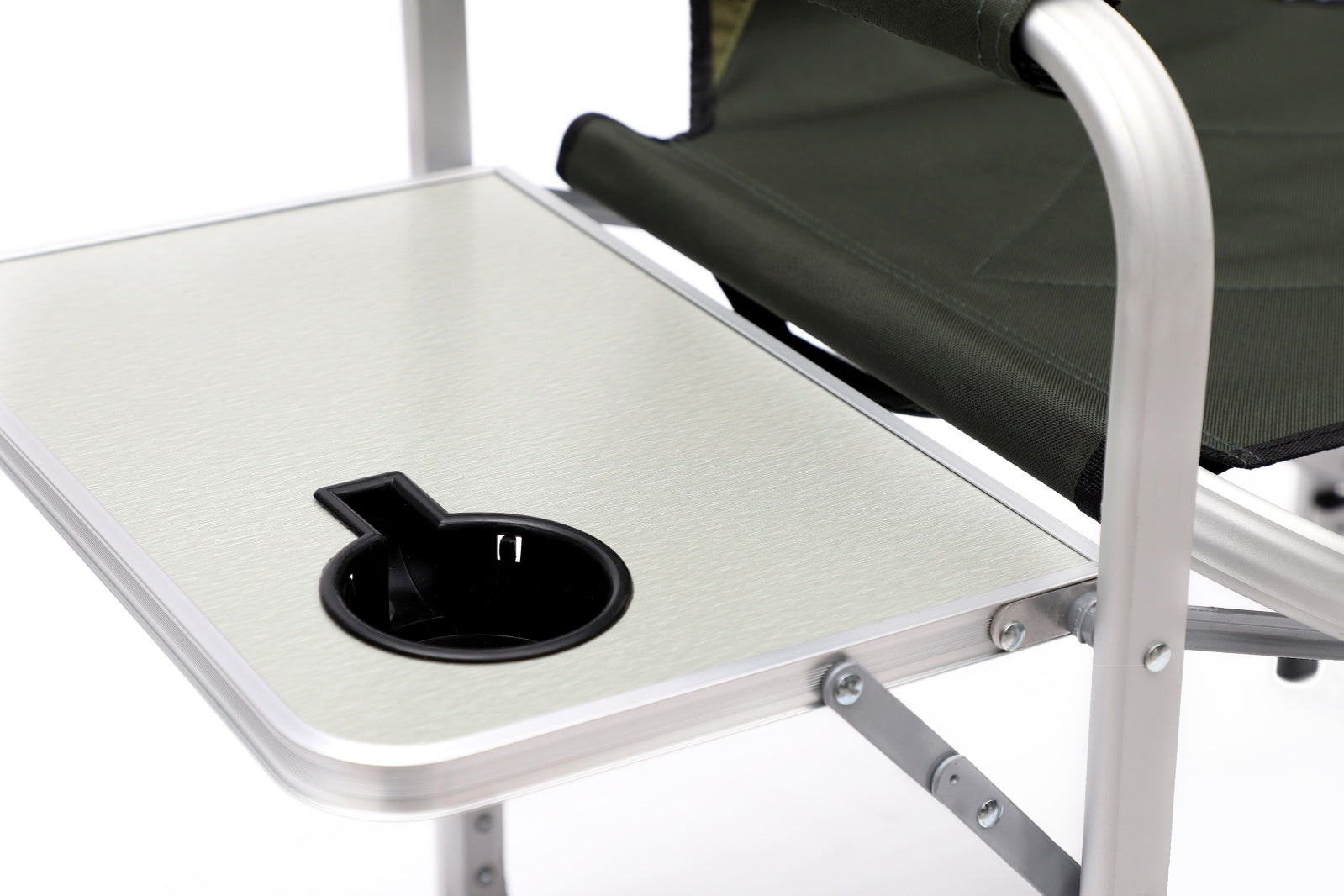 Oversized Padded Folding Chair with Side Table & Storage – Lightweight Aluminum Frame with Drink Tray and Organizer Pockets
