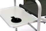 Oversized Padded Folding Chair with Side Table & Storage – Lightweight Aluminum Frame with Drink Tray and Organizer Pockets