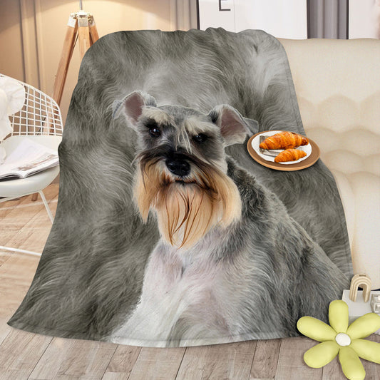 Schnauzer Flannel Blanket – Super-Soft Cozy Puppy Dog Throw for Couch, Bed & Office, 75 × 100 cm