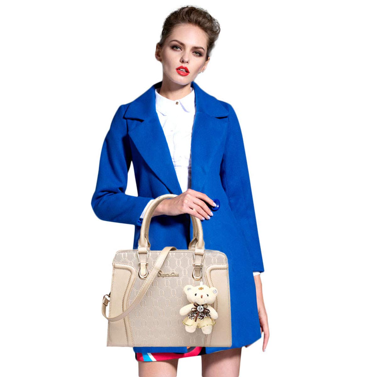 Women’s 4-Piece Fashion Handbag Set – Tote, Shoulder Bag, Crossbody & Wallet Purse Set (B-Gold