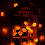 Pumpkin String Lights – 10FT 20 LED Battery Operated Halloween Lights (Steady & Flash Modes, Waterproof)