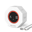 Secura Rotating Pomodoro Timer with Visual Progress Bar, Flip Countdown & Stopwatch, Rechargeable Focus Timer with Adjustable Volume for Tasks & Study – White