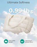 BAGSMART Lightweight Puffy Tote Bag for Women – Quilted Shoulder Handbag with Compartments for Work, Travel & Gym (Beige)