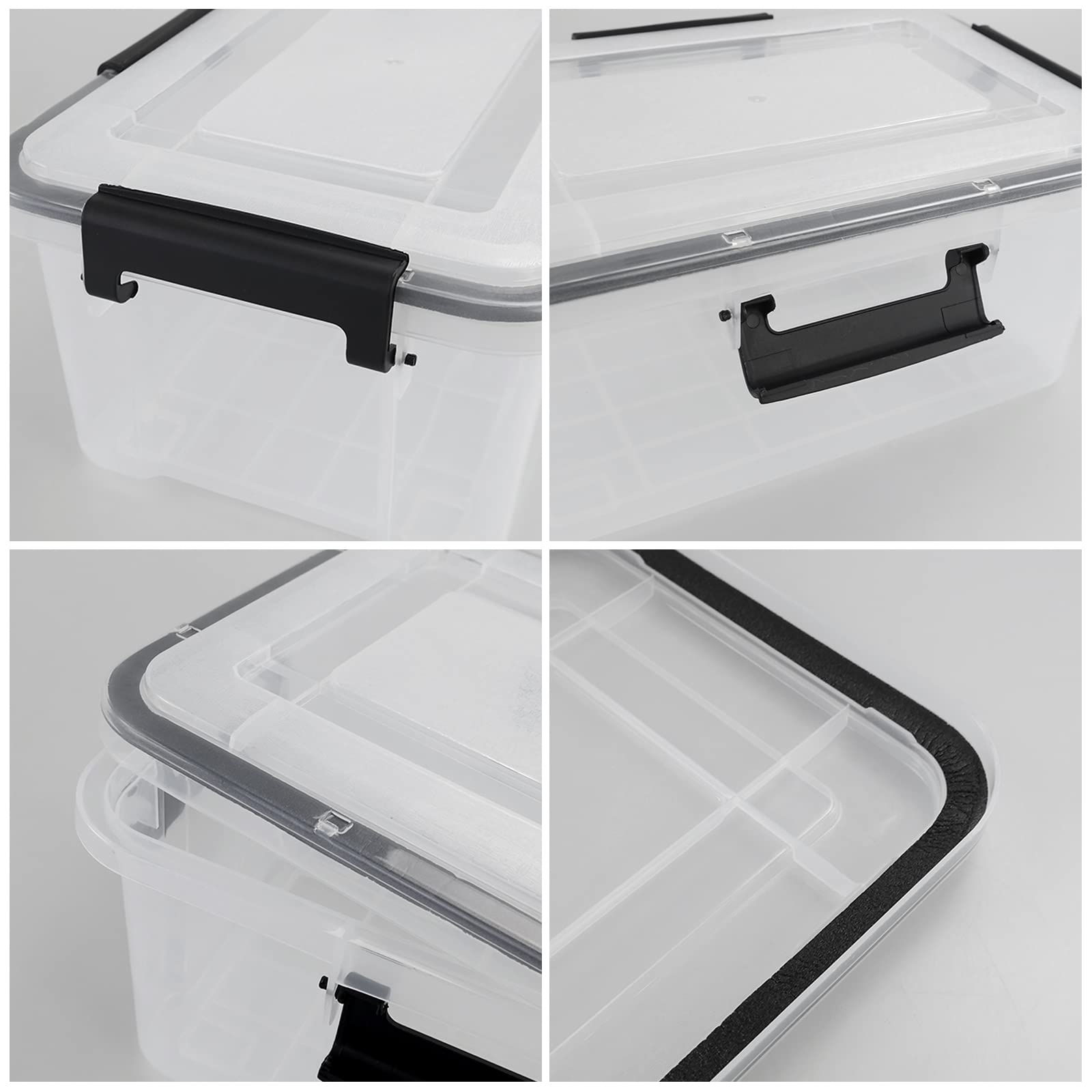 6-Pack Clear Airtight Storage Containers with Locking Lids – 10L Stackable Multi-Purpose Organizer Boxes