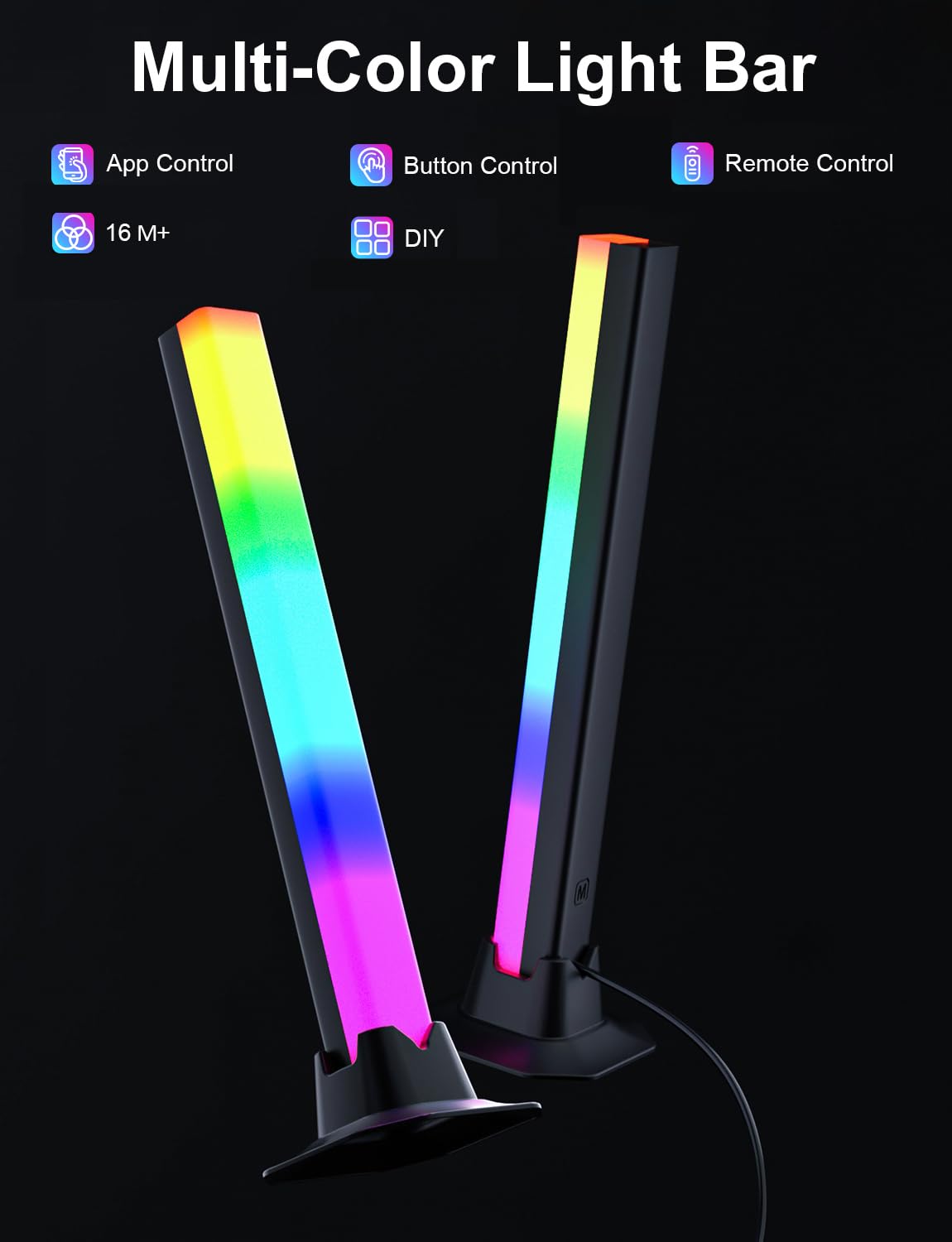 Eastfine RGB IC LED Light Bar with App & RF Remote – USB Powered Music Sync Ambient Lighting