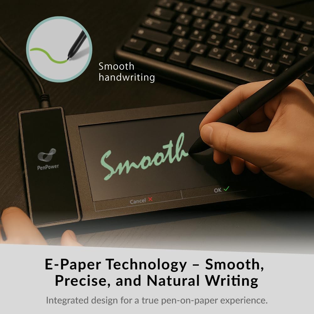 PenPower ePaper SignPad – Professional Digital Signature Pad with Timestamp & Enterprise Integration (Black)