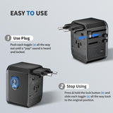 EPICKA Universal Travel Adapter – Worldwide Plug Adapter with 3 USB-C & 2 USB-A Ports (Black)