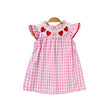 Baby Girl Valentine’s Day Dress – Pink Plaid Outfit with Heart Embroidery & Ruffle Sleeves
