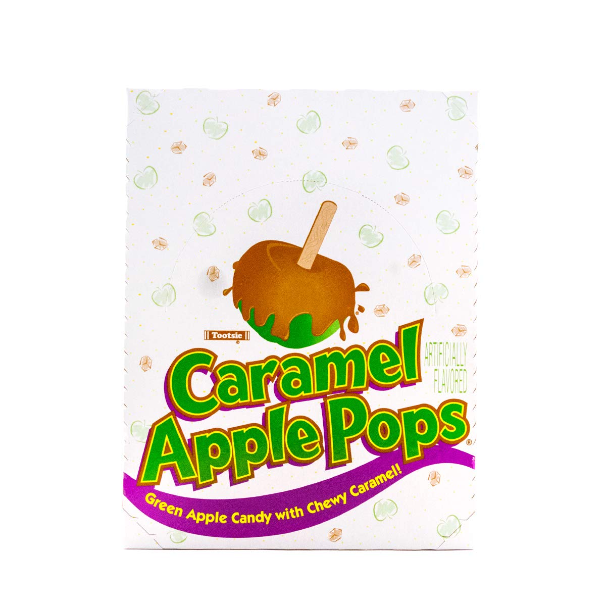 Tootsie Roll Caramel Apple Pops – Original Version (Box of 48) – Green Apple Lollipops Coated in Rich Caramel