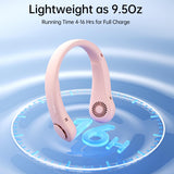 JISULIFE Bladeless Neck Fan – Hands-Free Wearable Personal Fan with 5 Speeds & Long Battery (Pink)
