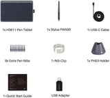 Huion HS611 Graphics Drawing Tablet with Multimedia Keys & Battery-Free Stylus (Space Grey)