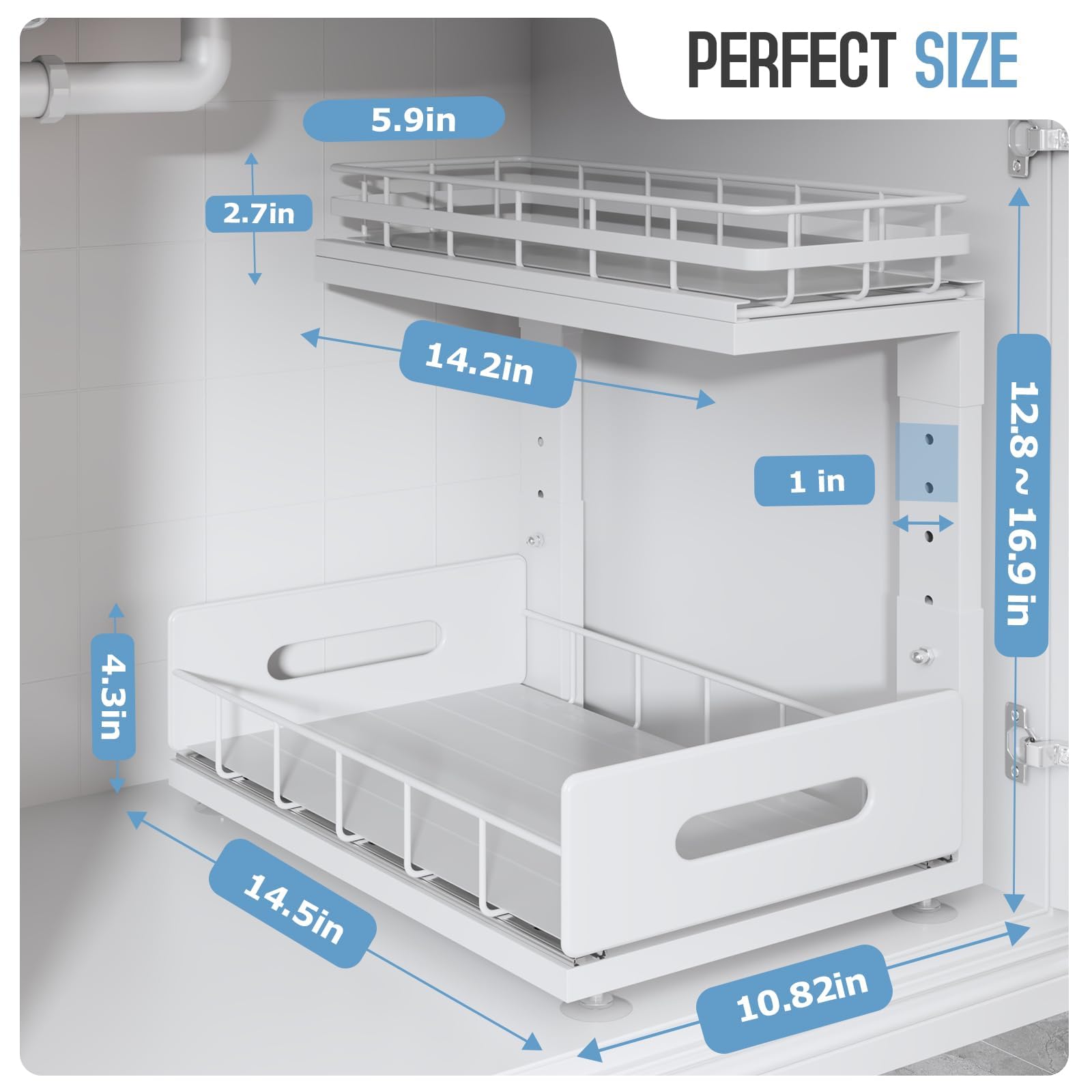 WAKISA Transparent 3-Tier Pull-Out Organizer – Modular Clear Storage Drawers with Adjustable Dividers