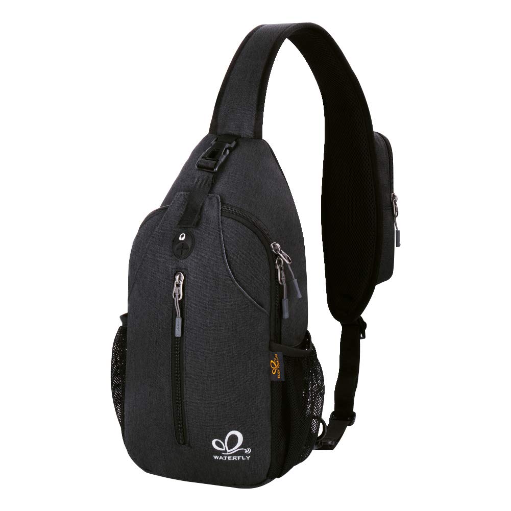 Waterfly Crossbody Sling Backpack – Travel & Hiking Chest Bag, Black