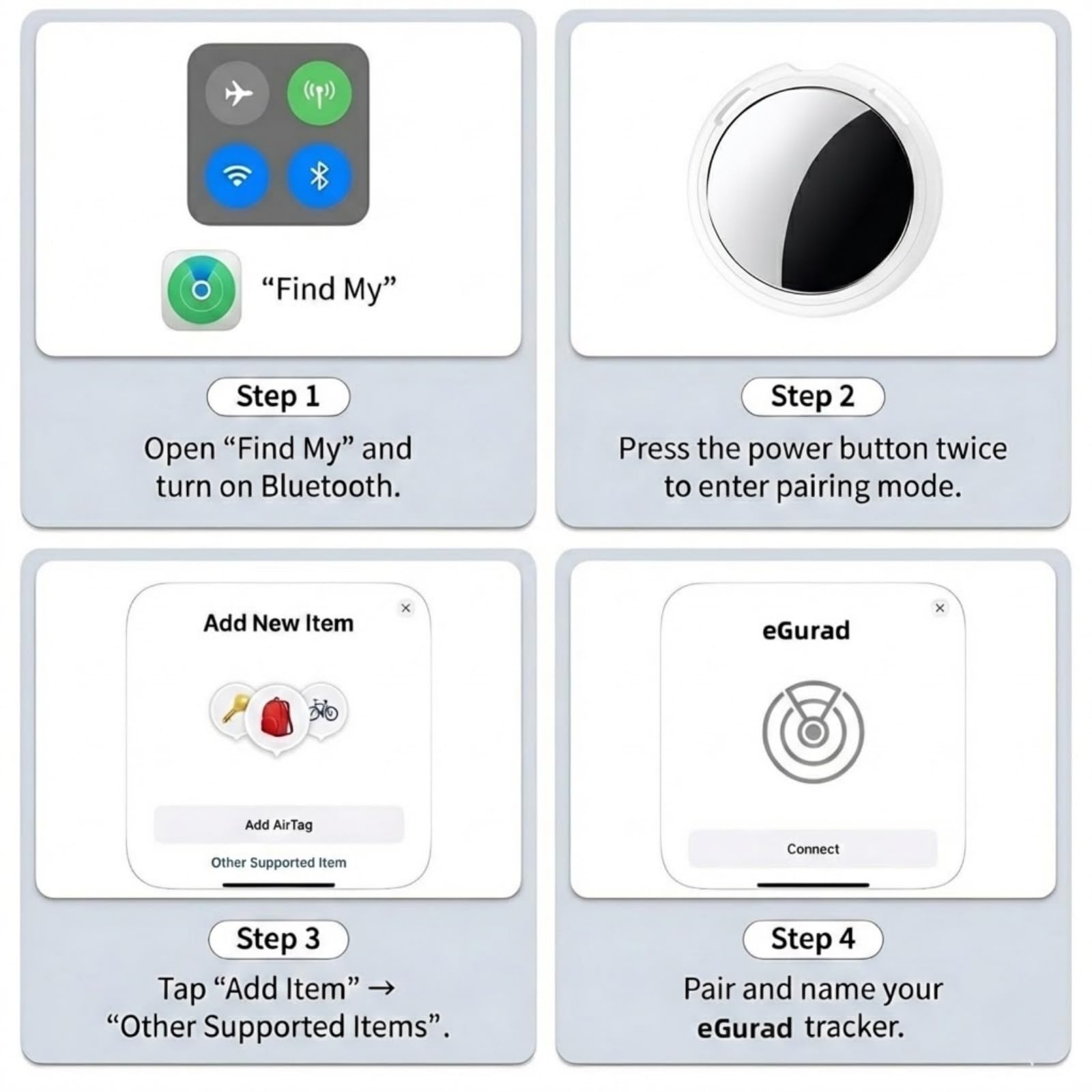 Smart Bluetooth Item Tracker 2-Pack for Apple Find My Network – No Subscription Key & Pet Locator Tags (Black + White)