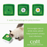 Catit Mini Flower Cat Water Fountain 1.5L with Triple Filtration, Ultra Quiet Pump & BPA-Free Compact Hydration System – Green